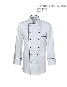 Мужской китель поварской, классический крой (силуэт), с контрастным кантом, Regular Fit, ST5568, Greiff