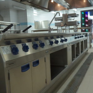Тепловое оборудование Electrolux Professional для кухни ресторана и кафе. Отель Hilton 5*, ресторан «All Dining Restaurant», Киев. На фото тепловой технологический остров TermaLine Electrolux Professional.