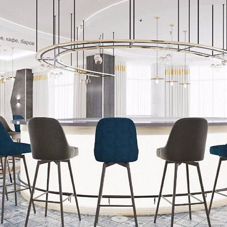 Открыть ресторан с нуля с кухонным оборудованием Profitex. Отель Marriott Hotel, Краснодар. На фото интерьер ресторана POMPANO при отеле.