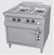 Газовая плита MKN GN 2/1 с 4 конфорками и газовым шкафом